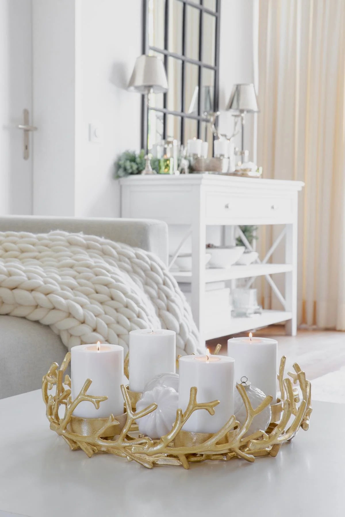 
High-quality designer Advent wreath "Porus", various sizes - Gold / Ø 44 cm