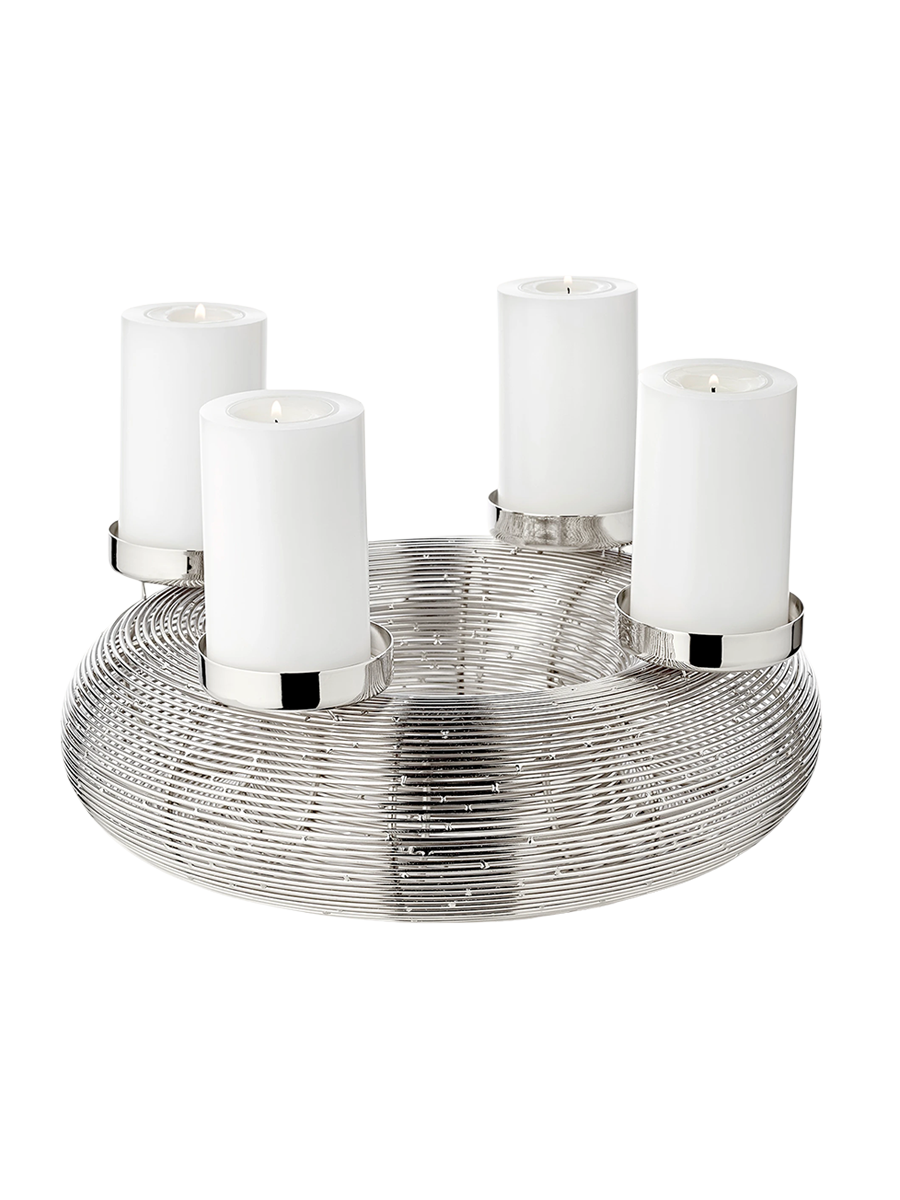 
High-quality designer Advent wreath "Verona" - high-gloss nickel-plated stainless steel