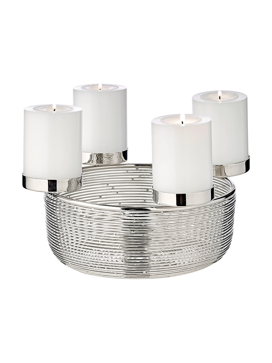 
High-quality designer Advent wreath "Rio" - polished nickel-plated stainless steel