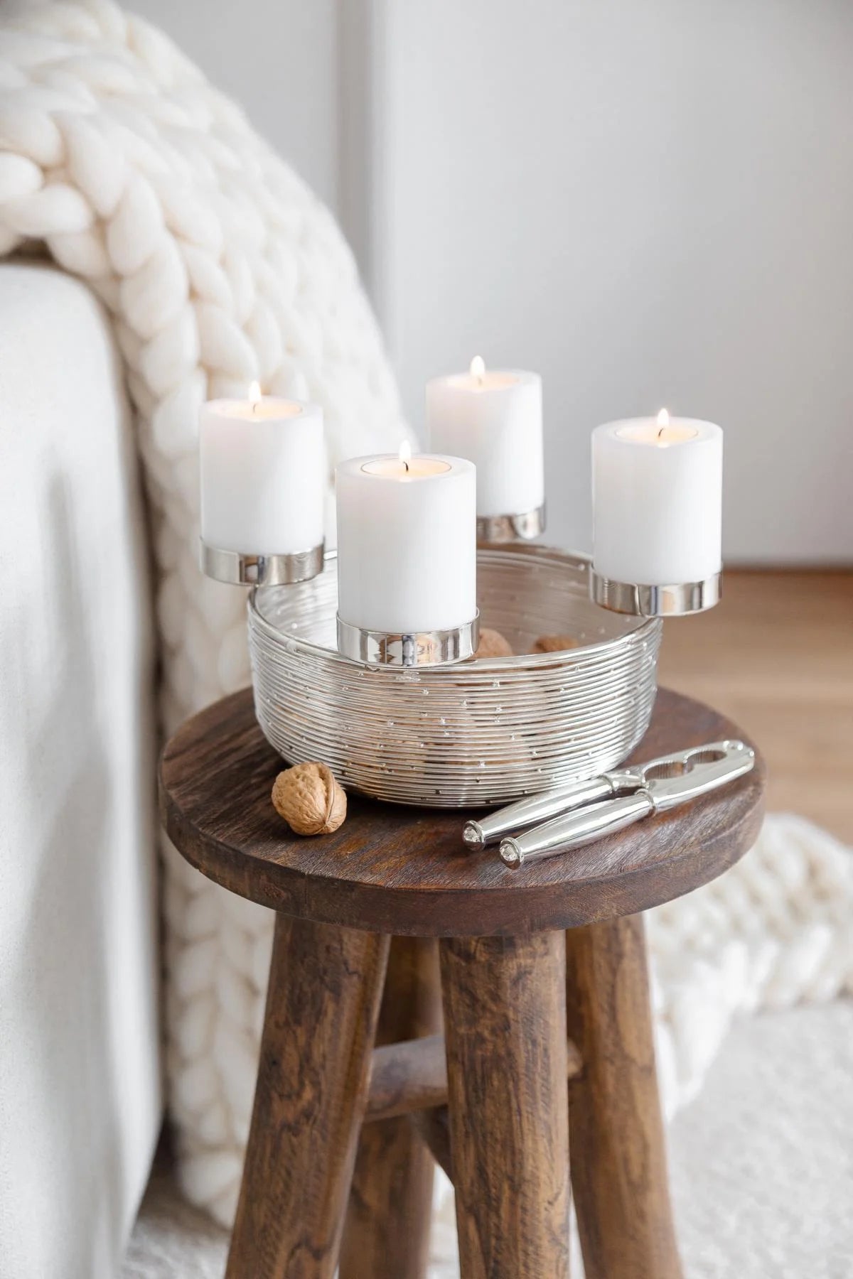 
High-quality designer Advent wreath "Rio" - polished nickel-plated stainless steel