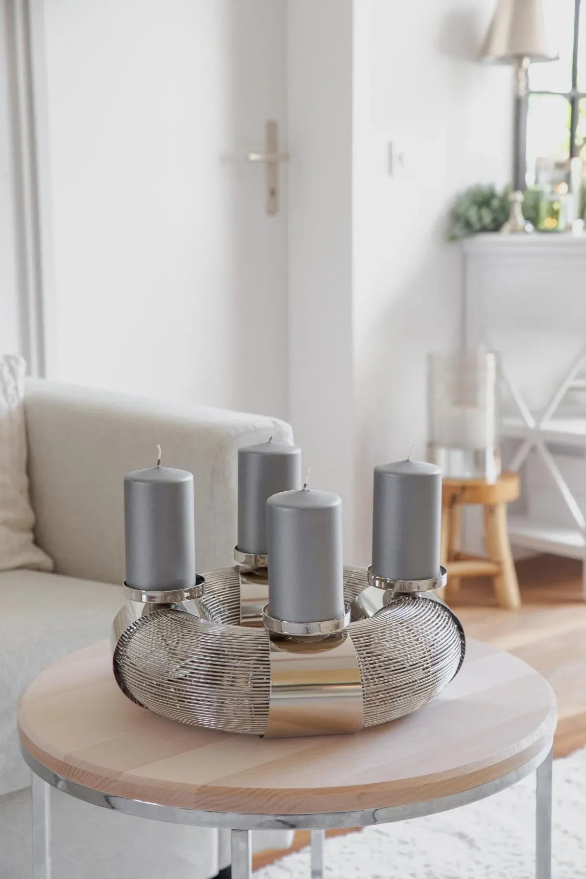 
High-quality Designer Advent Wreath "Flex" - Nickel-plated Stainless Steel