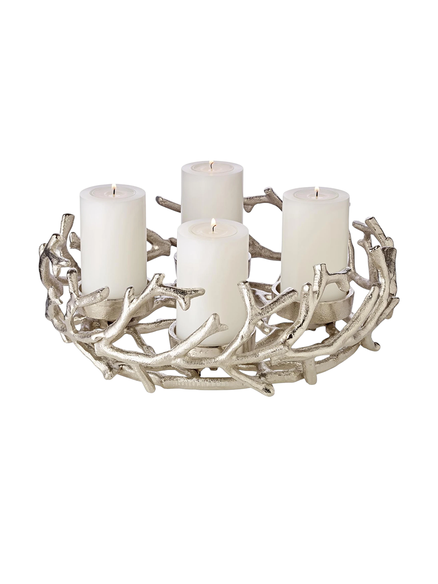
High-quality designer Advent wreath "Porus", various sizes - Silver / 11.8 in