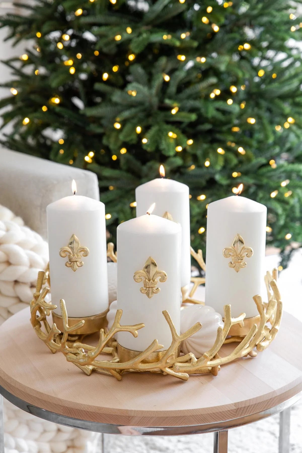 
High-quality designer Advent wreath "Porus", various sizes - Gold / 11.8 in