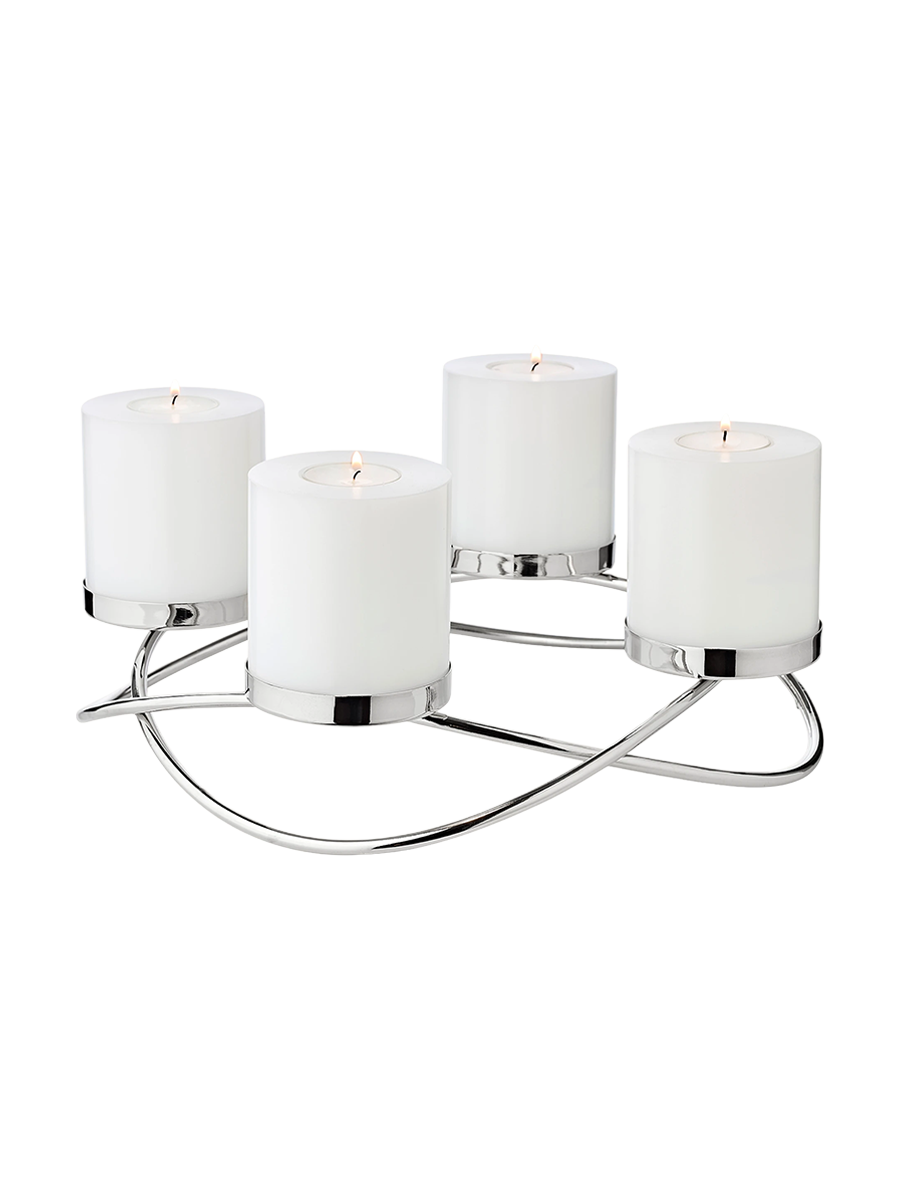 
High-quality designer Advent wreath "Alva" - nickel-plated polished stainless steel - Ø 33 cm