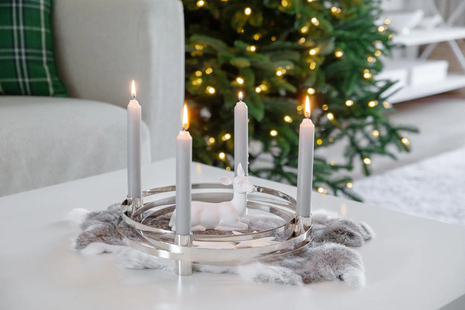 
High-quality designer Advent wreath "Alva" - nickel-plated polished stainless steel - 11.8 in