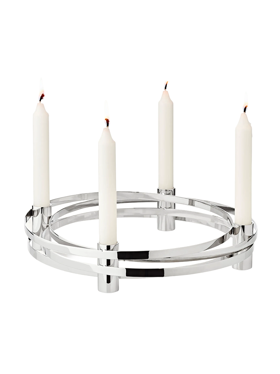 
High-quality designer Advent wreath "Alva" - nickel-plated polished stainless steel - 11.8 in