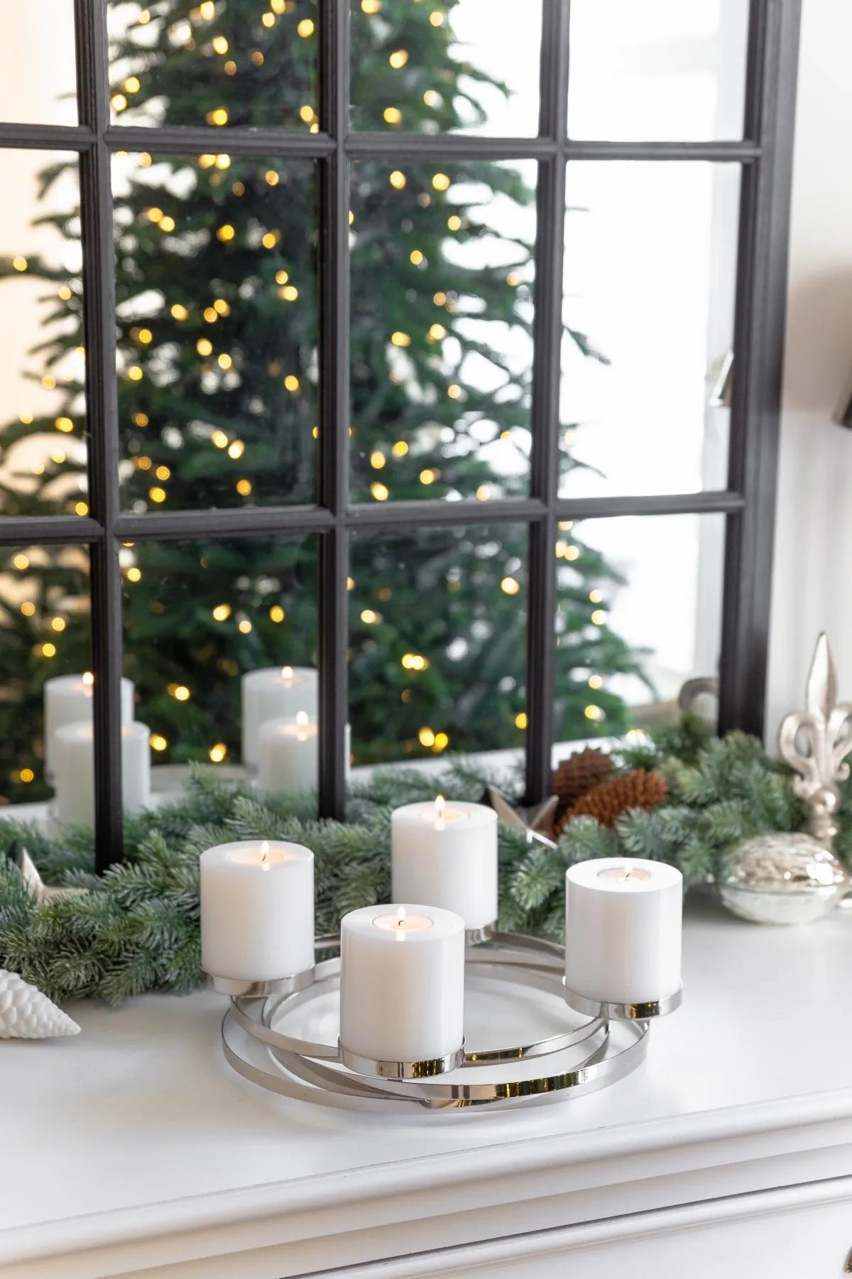 
High-Quality Designer Advent Wreath "Annabell" - Polished Nickel-Plated Stainless Steel