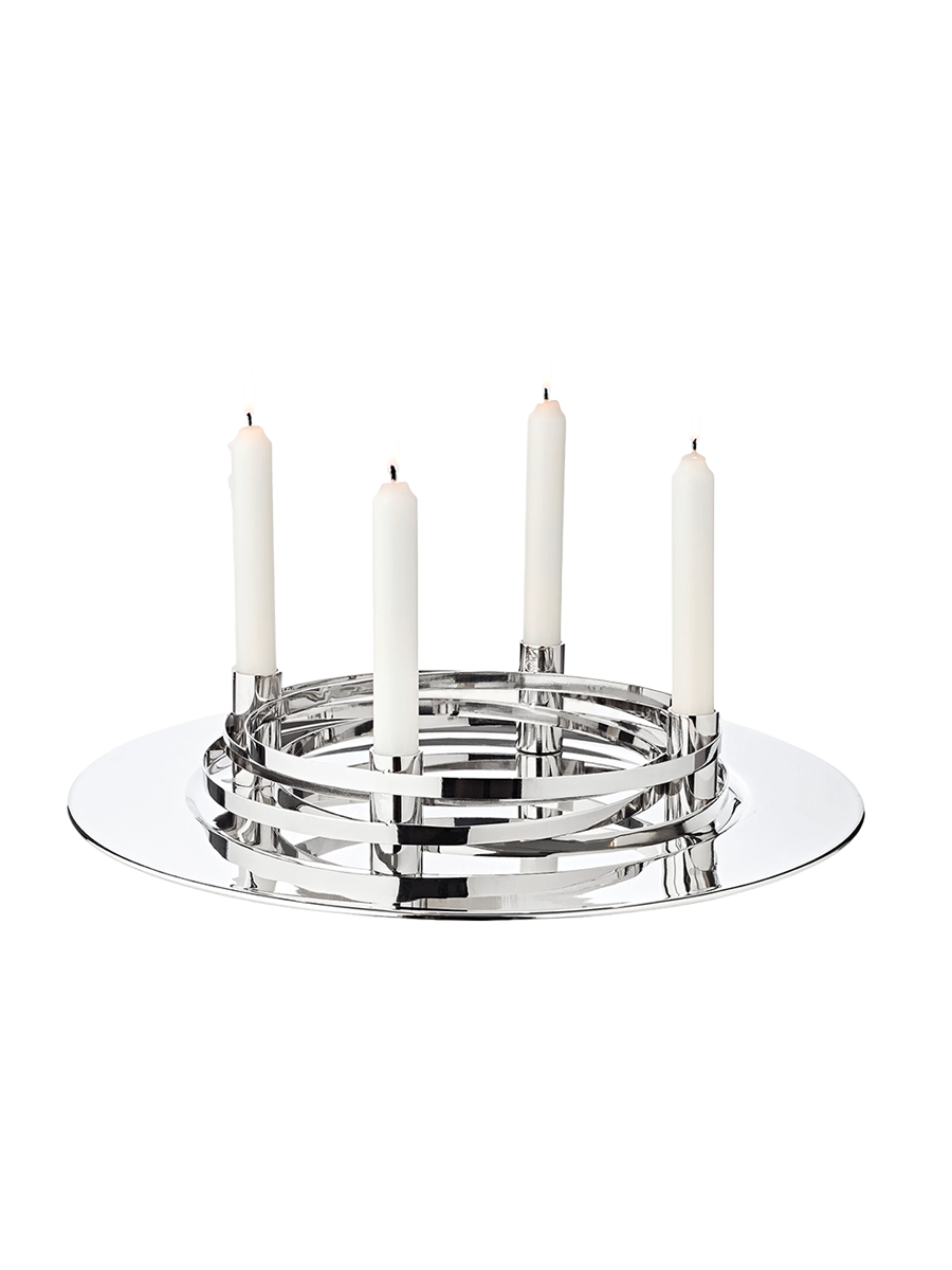 
High-quality designer Advent wreath "La Avia" - polished nickel-plated stainless steel
