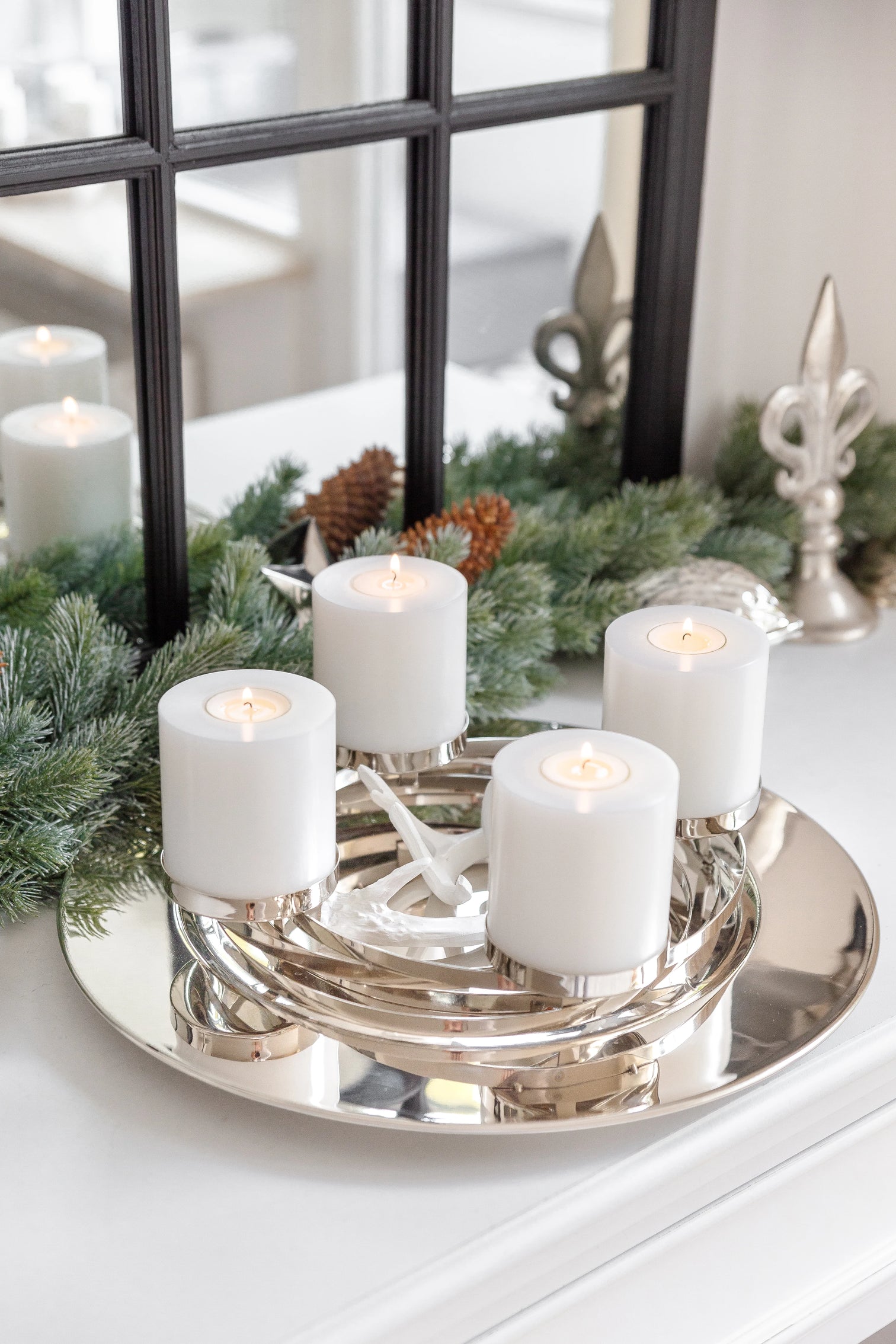
High-quality Designer Advent Wreath "La Annabell" - Polished Nickel-Plated Stainless Steel