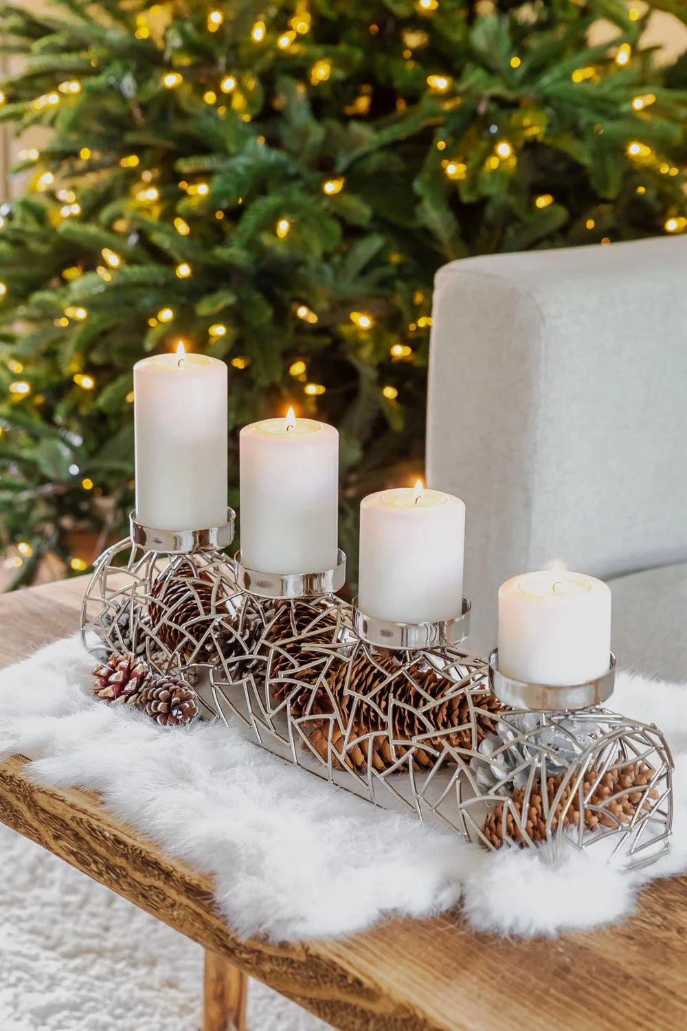 
High-Quality Designer Advent Wreath "Milano," Various Sizes - Gold / Length 44 cm