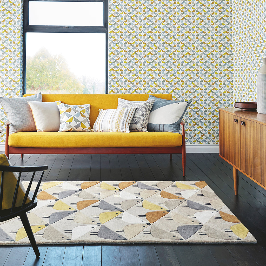 
Designer Rug "Lintu" - hand-tufted, made of 100% pure virgin wool - 90 x 150 cm / Mint/Poppy