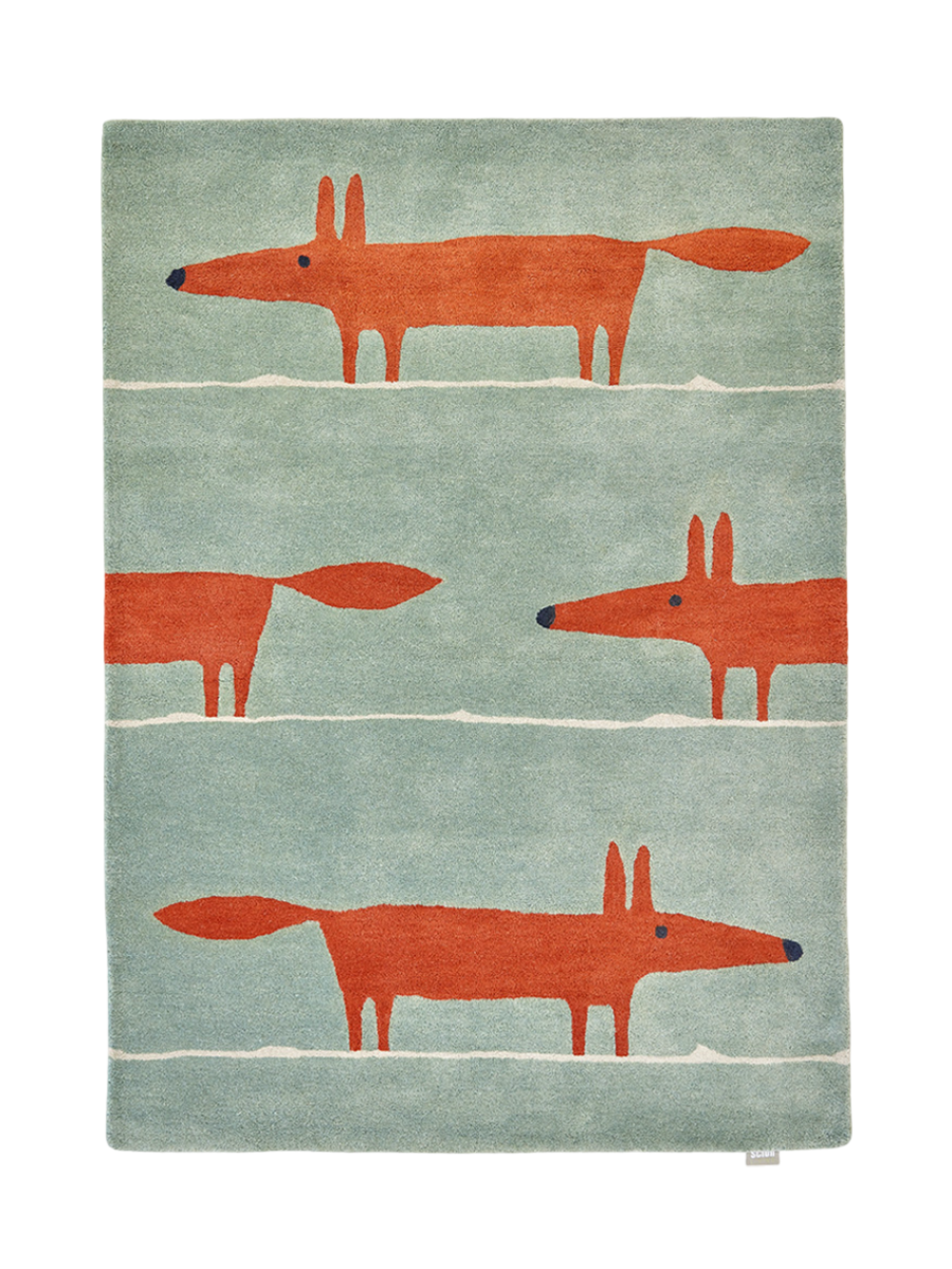 
Tapis design « Mr. Fox » – tufté à la main, 100 % pure laine vierge - 120 x 180 cm / Menthe/Coquelicot