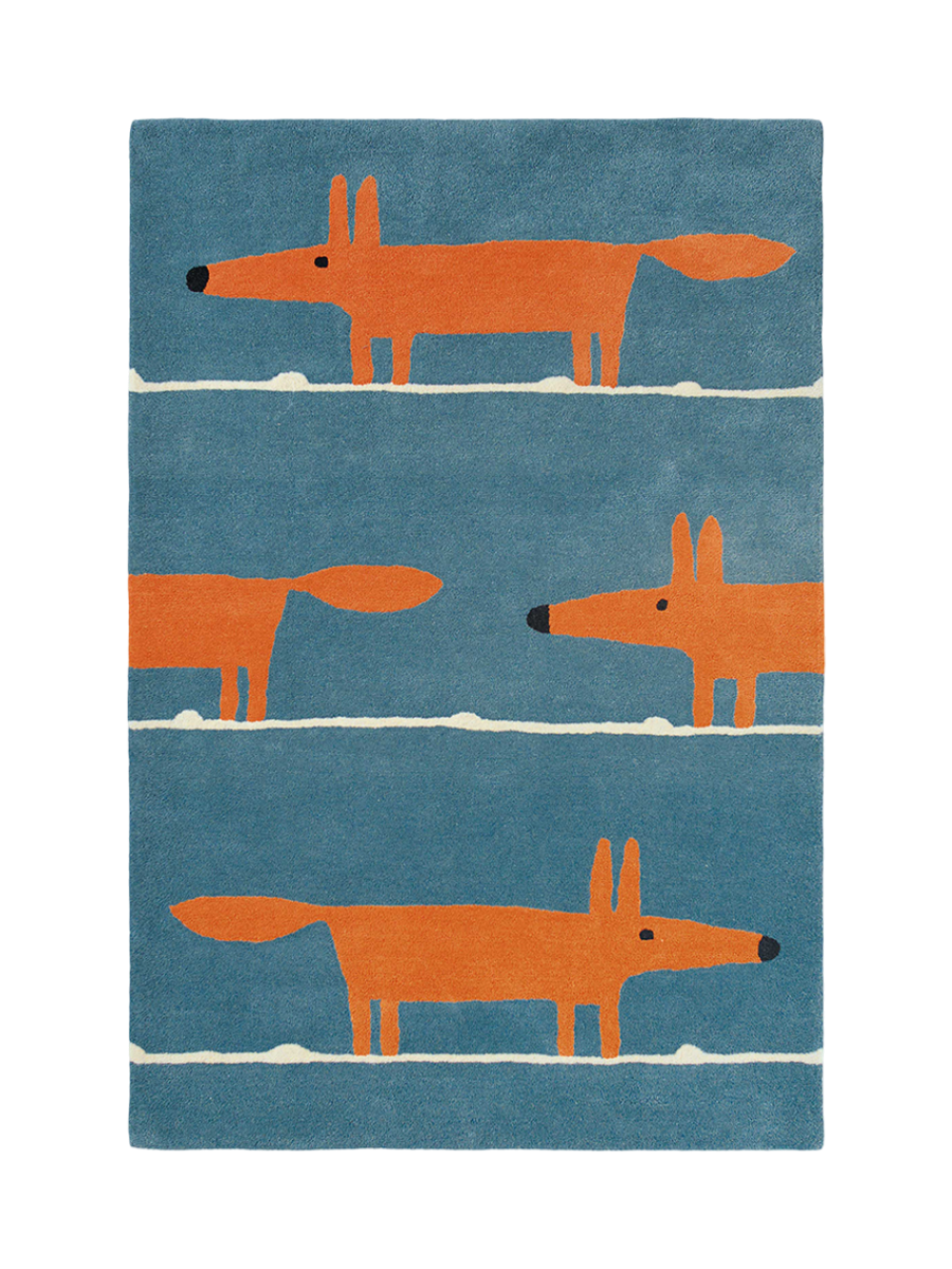 
Tapis design « Mr. Fox » – tufté à la main, 100 % pure laine vierge - 120 x 180 cm / Denim