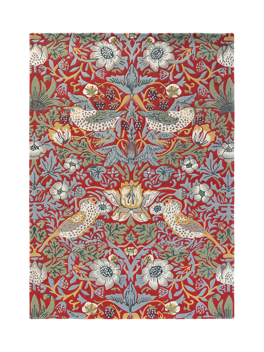 
Tapis de designer « Strawberry Thief » - tufté à la main, en 100 % pure laine vierge - 170 x 240 cm / Cramoisi