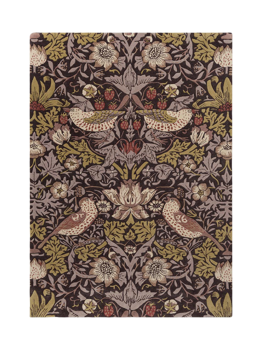 
Tapis de designer « Strawberry Thief » - tufté à la main, en 100 % pure laine vierge - 170 x 240 cm / Raisin