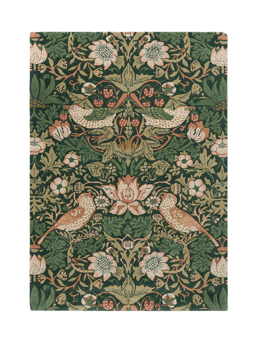 
Tapis de designer « Strawberry Thief » - tufté à la main, en 100 % pure laine vierge - 140 x 200 cm / Forêt