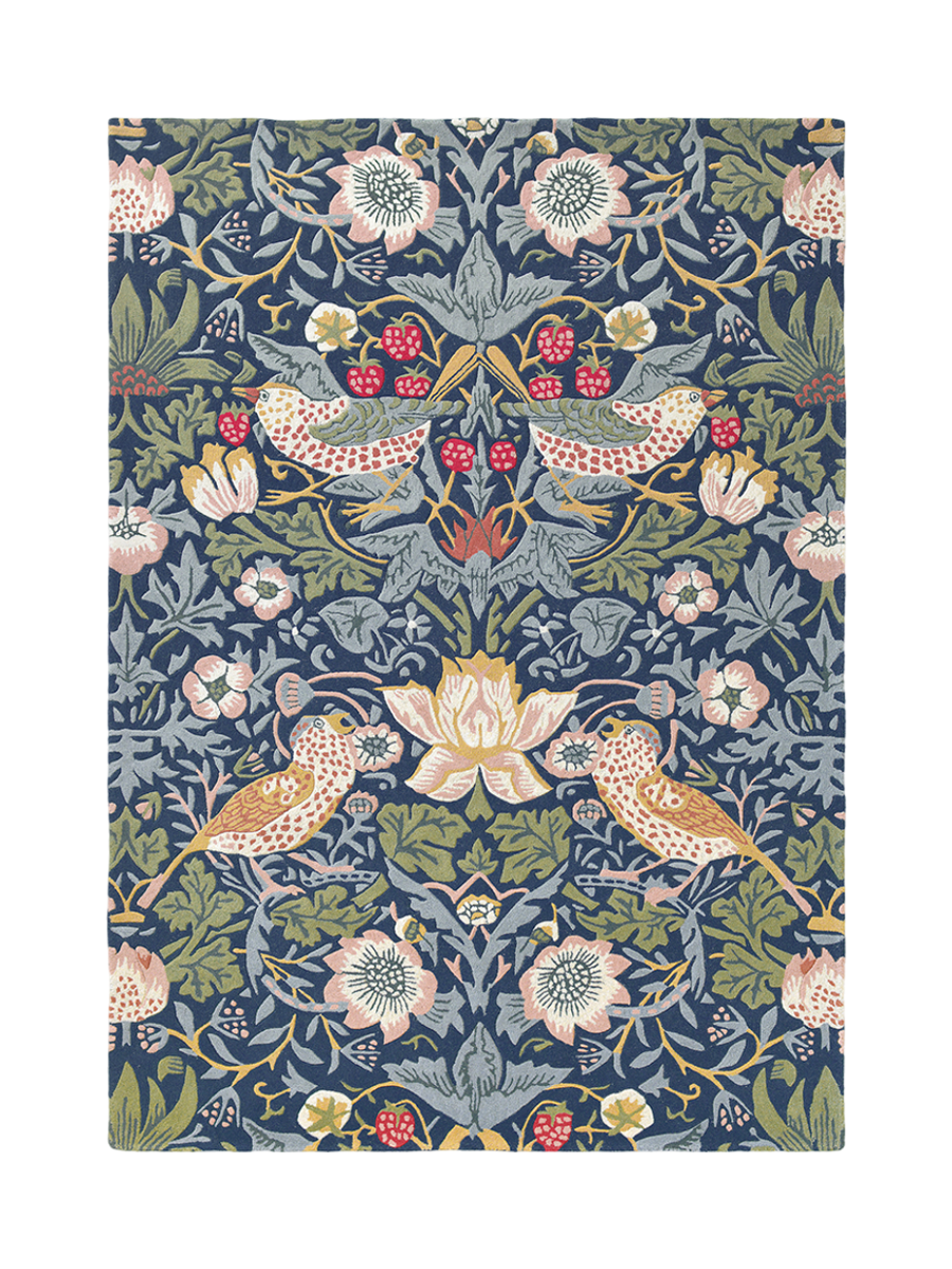 
Tapis de designer « Strawberry Thief » - tufté à la main, en 100 % pure laine vierge - 170 x 240 cm / Indigo