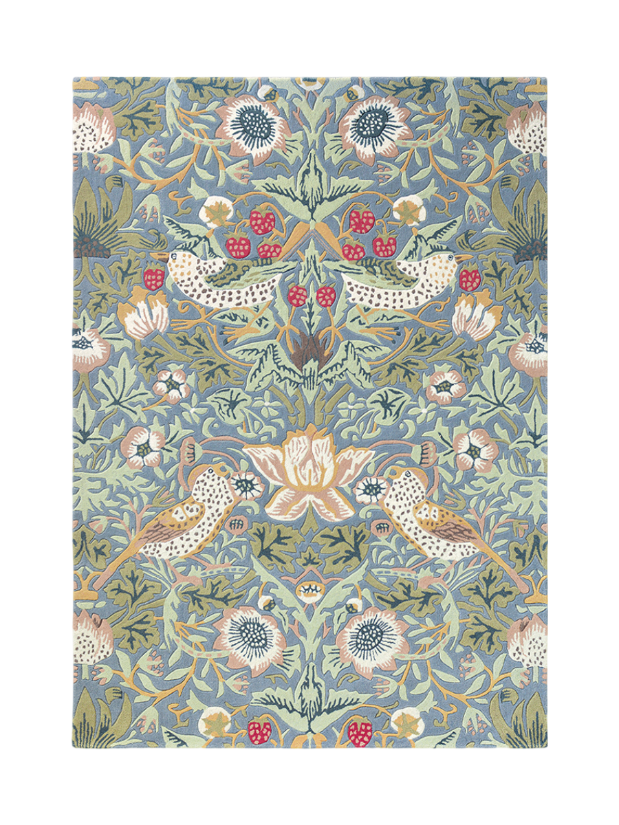 
Tapis de designer « Strawberry Thief » - tufté à la main, en 100 % pure laine vierge - 170 x 240 cm / Ardoise