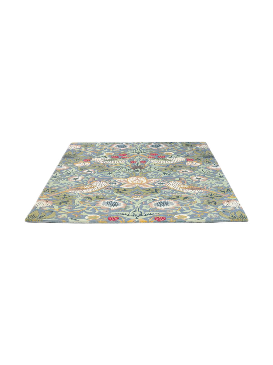 
Tapis de designer « Strawberry Thief » - tufté à la main, en 100 % pure laine vierge - 140 x 200 cm / Ardoise