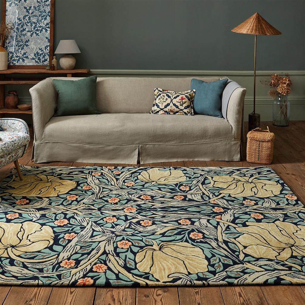 
Tapis design « Pimpernel » – tufté main, 100 % pure laine vierge - 140 x 200 cm / Indigo