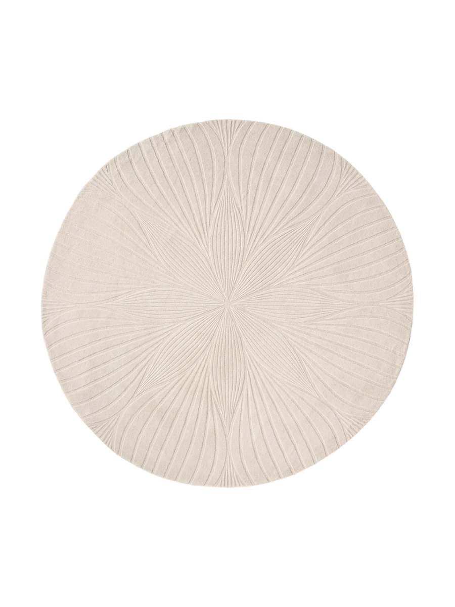 
Tapis rond en laine tufté à la main « Folia », différentes tailles - Ø 150 cm / Pierre