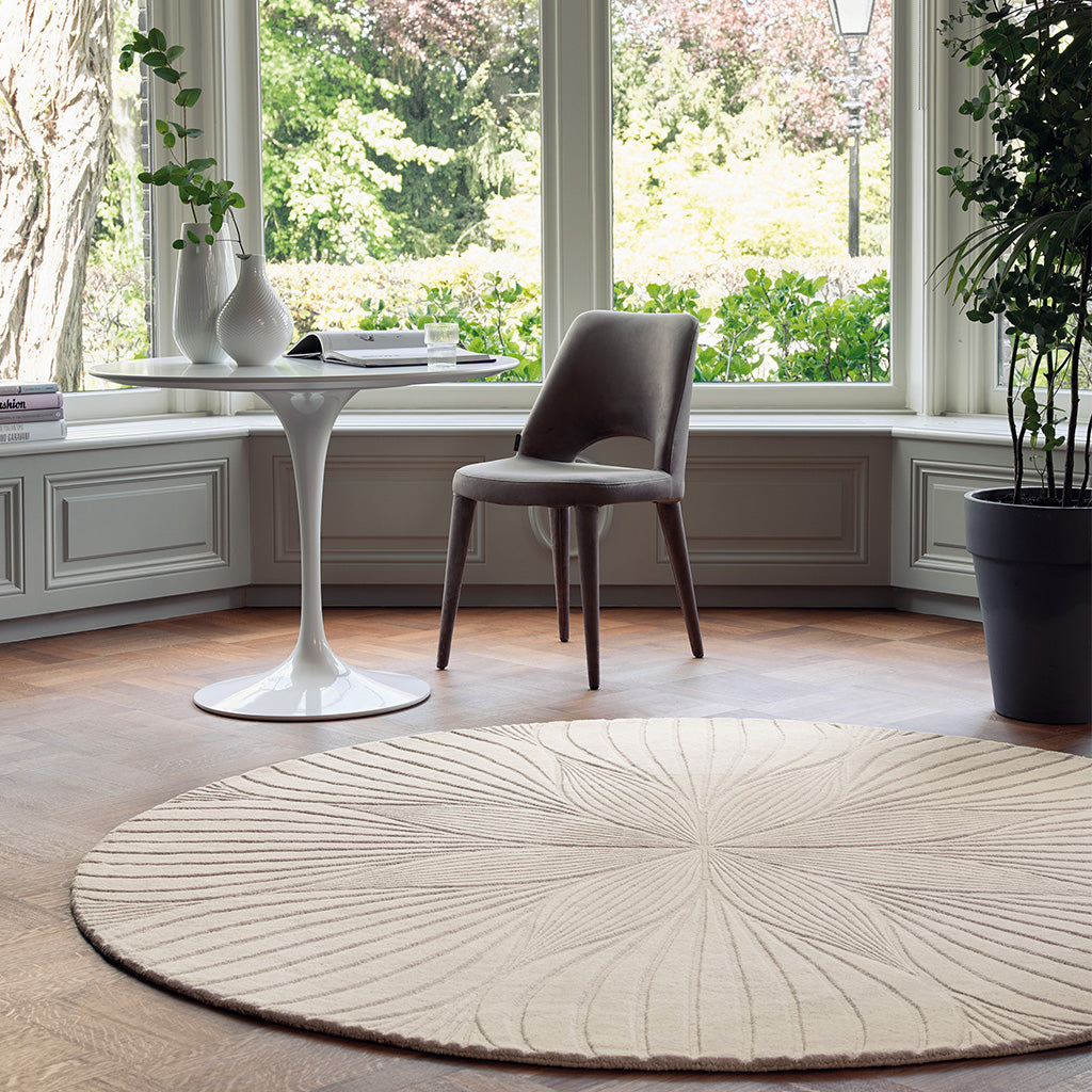 
Tapis rond en laine tufté à la main « Folia », différentes tailles - Ø 150 cm / Pierre