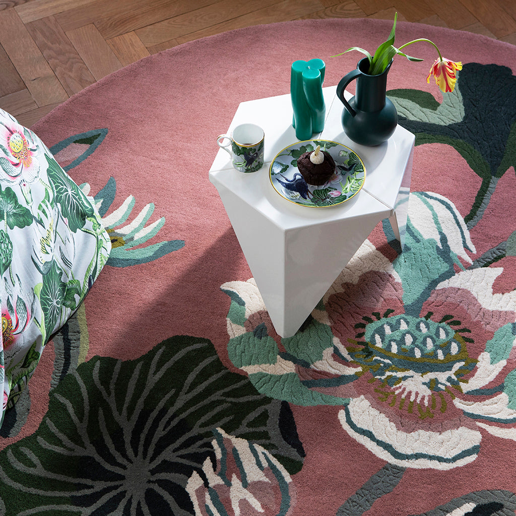 
Tapis rond en laine tufté à la main « Waterlily », différentes tailles - Ø 150 cm / Rose poudré