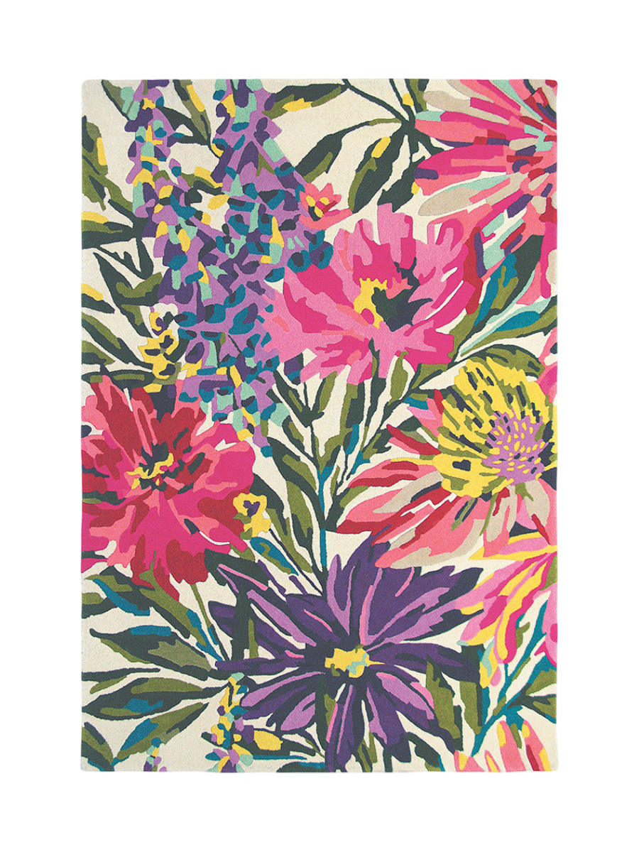 
Designer Rug "Floreale" - hand-tufted, made from 100% pure new wool - 140 x 200 cm / Fuchsia