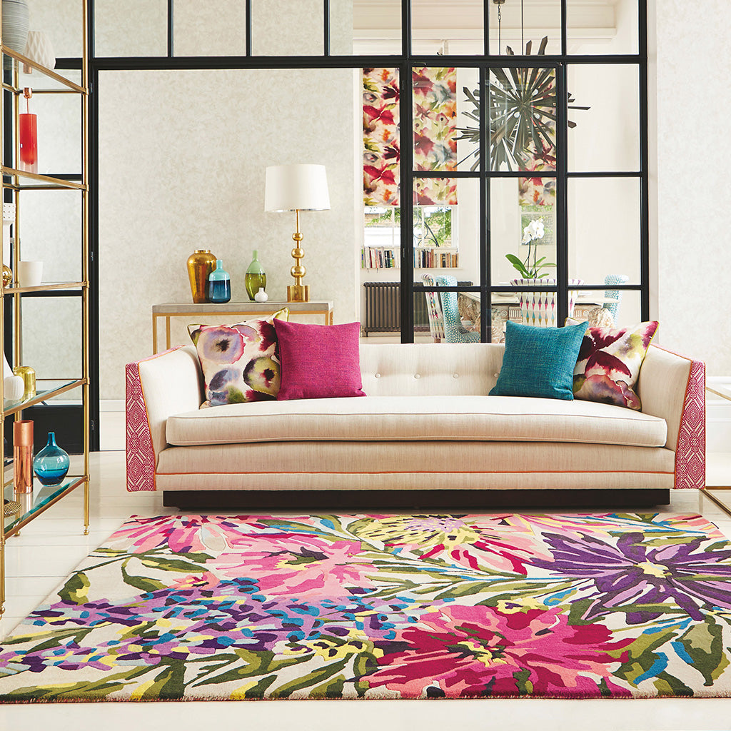 
Designer Rug "Floreale" - hand-tufted, made from 100% pure new wool - 140 x 200 cm / Fuchsia