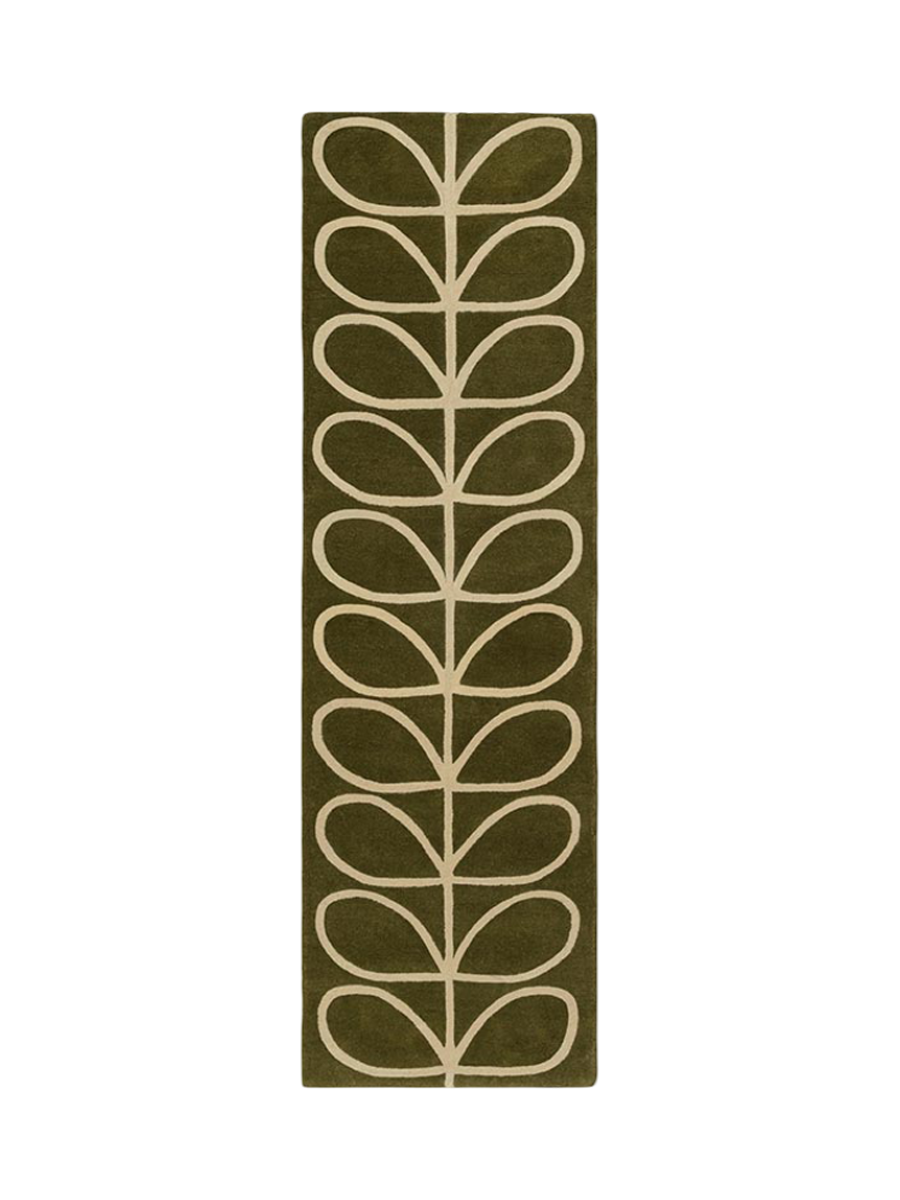 
Designer Fußläufer „Linear Stem Olive“ - handgetuftet, aus 100% reiner Schurwolle - 67 x 230 cm