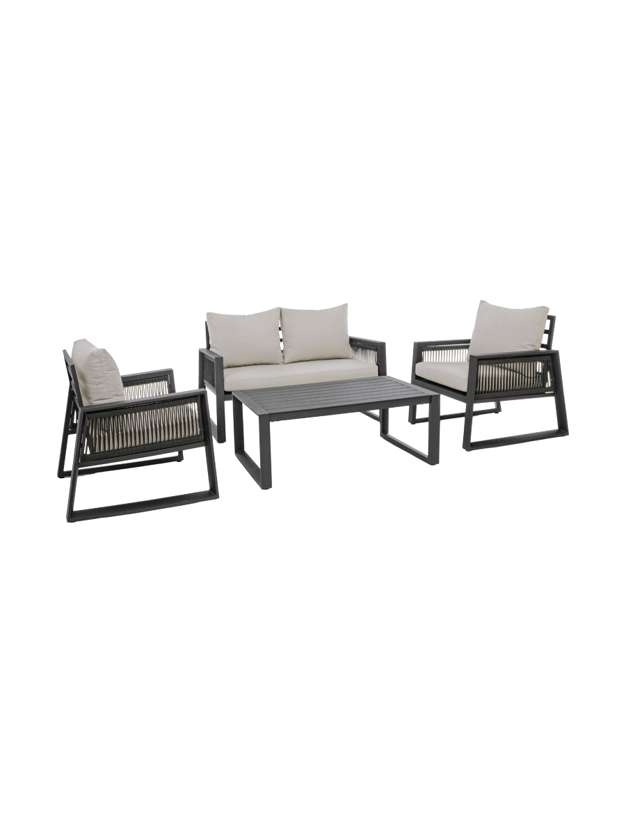 
4-Teiliges Premium Gartenlounge Set „Captiva“ - Anthrazit,  Hellgrau