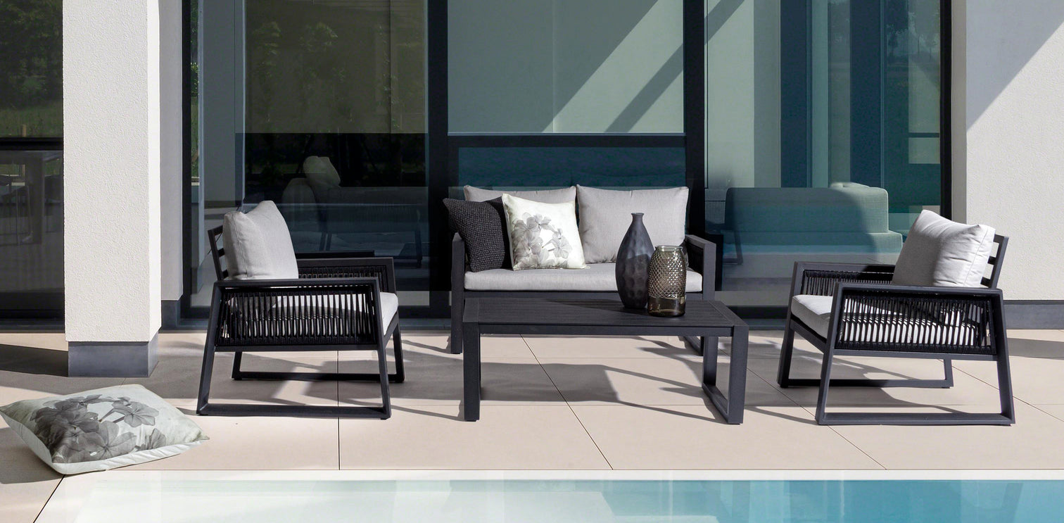 
4-Teiliges Premium Gartenlounge Set „Captiva“ - Anthrazit,  Hellgrau