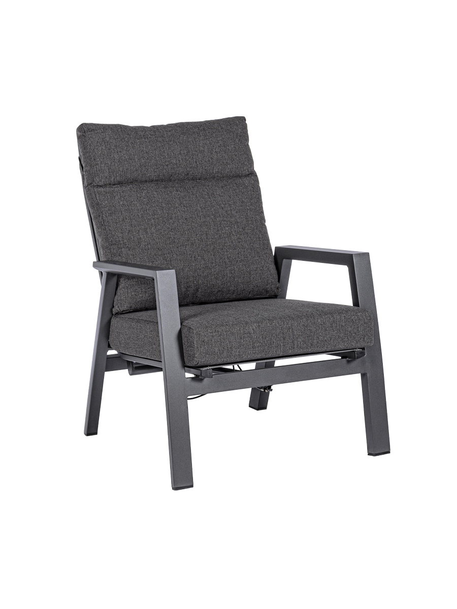 
High-quality, adjustable outdoor lounge chair "Kledi" - Frame: Anthracite, Cushions: Dark Grey