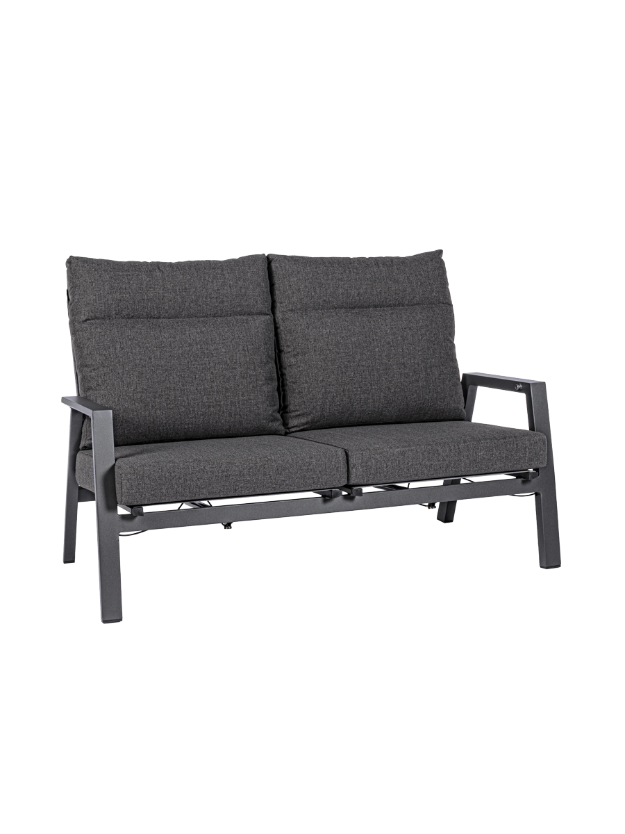 
Canapé d'extérieur 2 places réglable de haute qualité « Kledi » - Cadre : anthracite, coussins : gris foncé