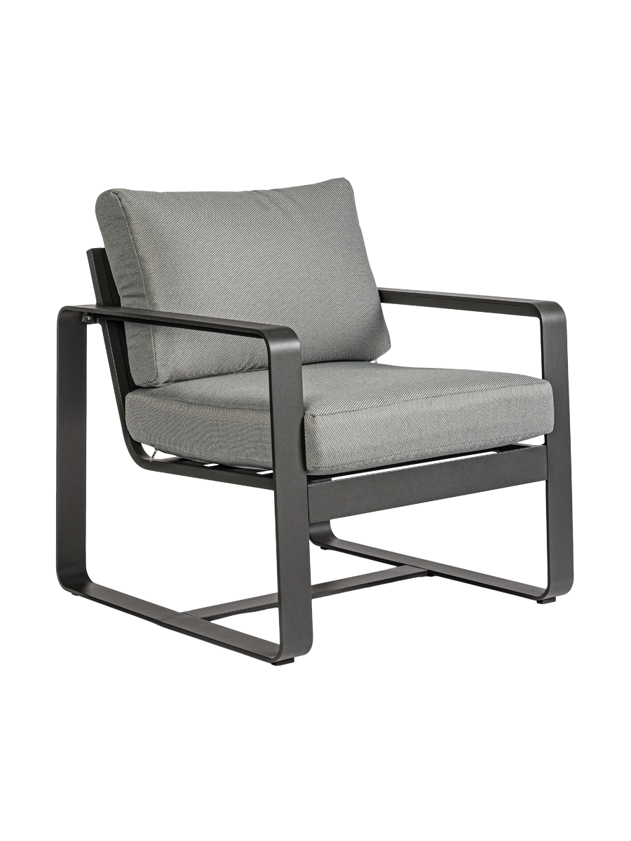
Hochwertiger Outdoor Loungesessel „Merrigan“ - Rahmen: Anthrazit, Bezug: Grau