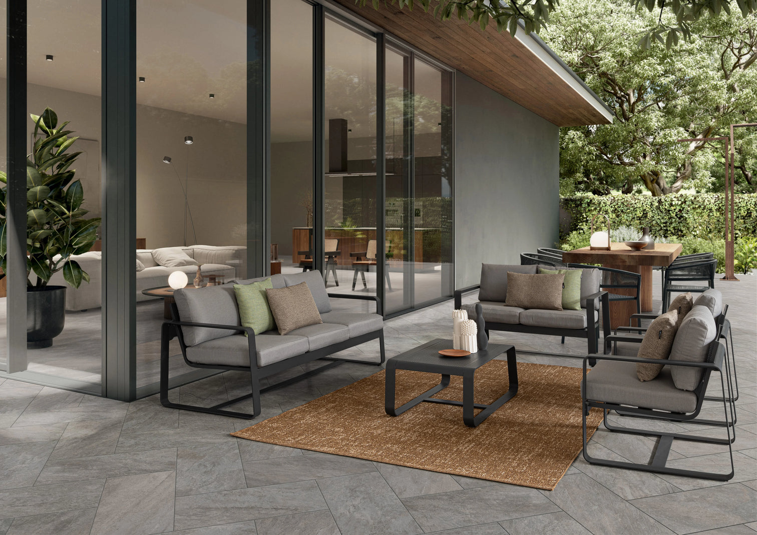 
High-Quality Outdoor Coffee Table "Merrigan" - Frame: Anthracite, Cover: Grey