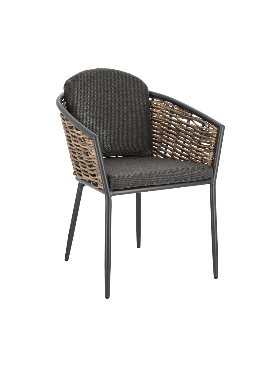 
Premium Outdoor Stuhl „Maribela“ mit Armlehnen - Anthrazit, Natural