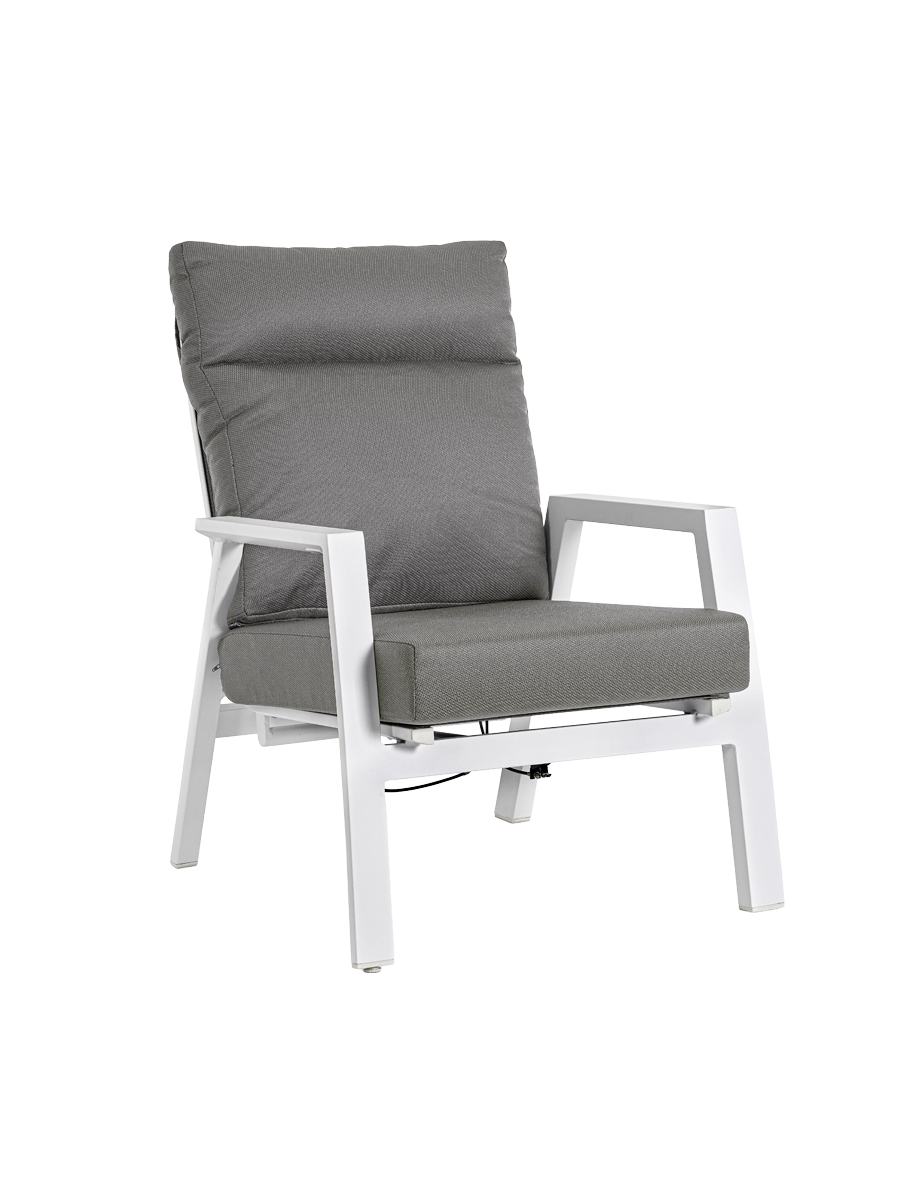 
High-quality, adjustable outdoor lounge chair "Kledi" - Frame: White, Cushion: Light grey