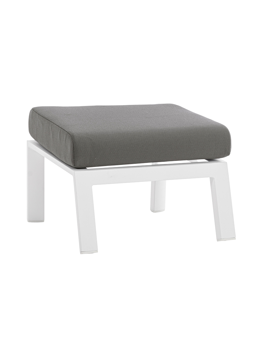 
High-Quality Outdoor Footrest "Kledi" - Frame: White, Cushion: Light grey