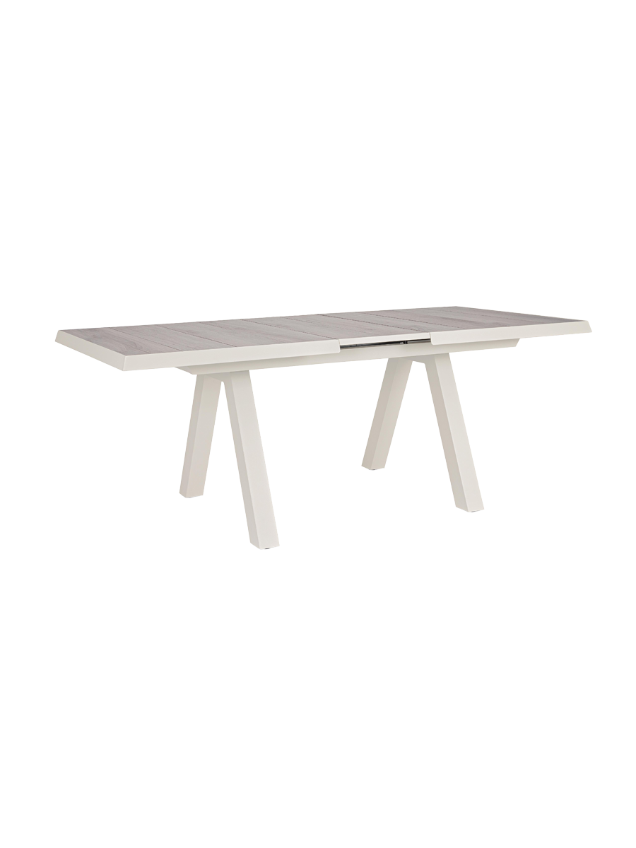 
Hochwertiger, ausziehbarer Outdoor Keramik Esstisch „Krion“, verschiedene Grössen - 163-203 x 93 cm / Rahmen: Hellbeige, Tischplatte: Greige