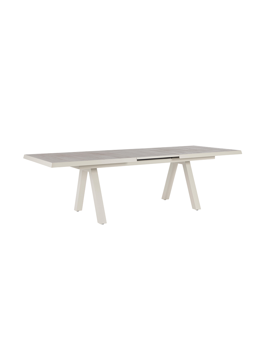 
Hochwertiger, ausziehbarer Outdoor Keramik Esstisch „Krion“, verschiedene Grössen - 205-265 x 103 cm / Rahmen: Hellbeige, Tischplatte: Greige