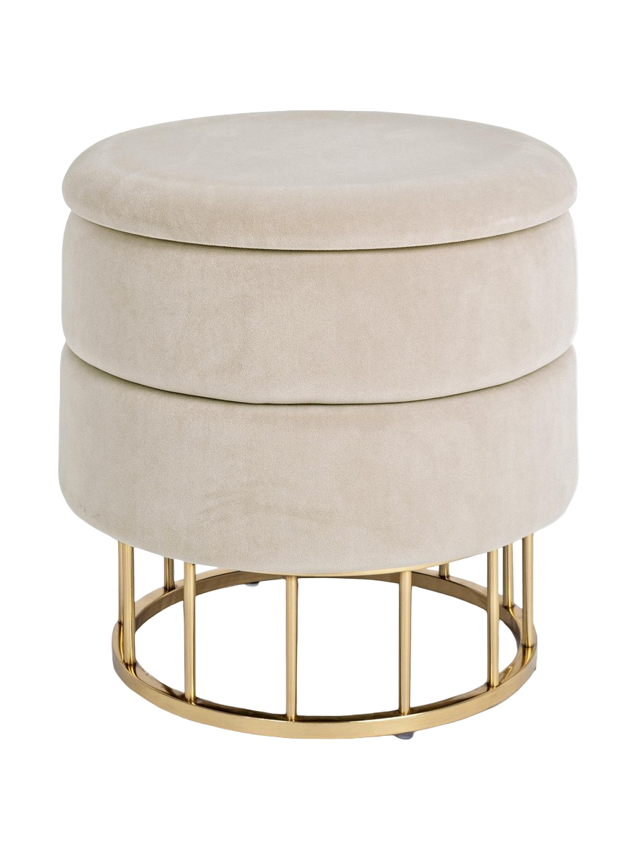 
Tabouret design « Deva » avec rangement - Beige, Or