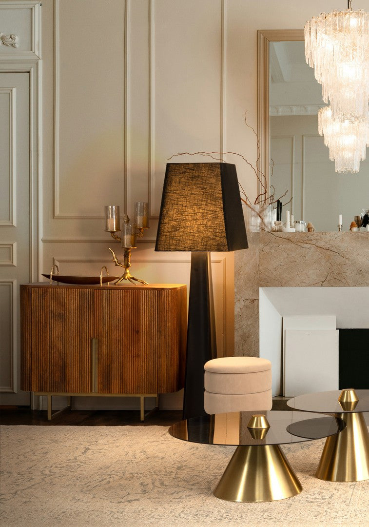 
Tabouret design « Deva » avec rangement - Beige, Or