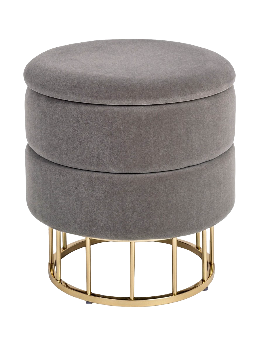 
Tabouret design « Deva » avec rangement - Gris foncé, Or