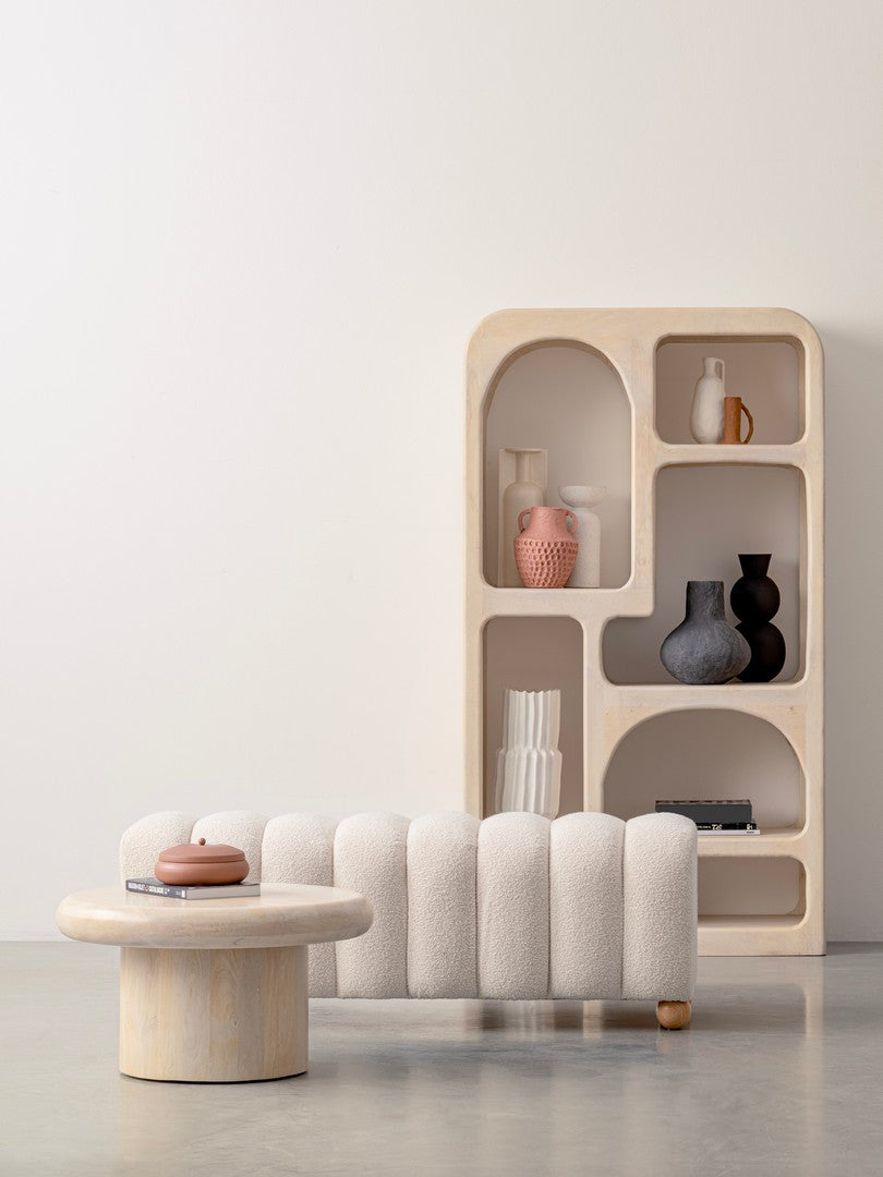 
Panca dal design „Zora“ - Bianco Bouclé