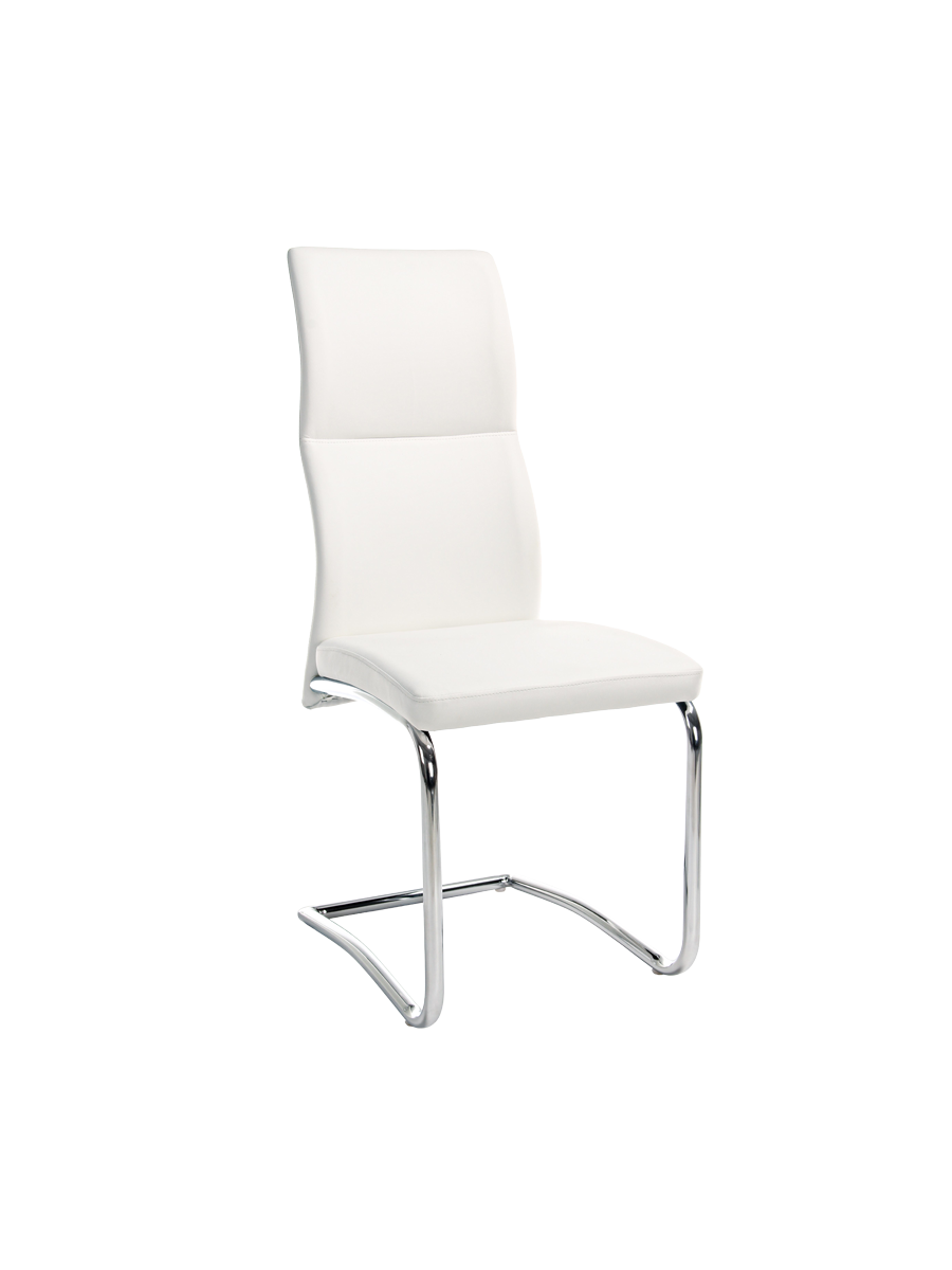 
Chaise cantilever élégante « Thelma » - Pied: argent, Revêtement: similicuir blanc