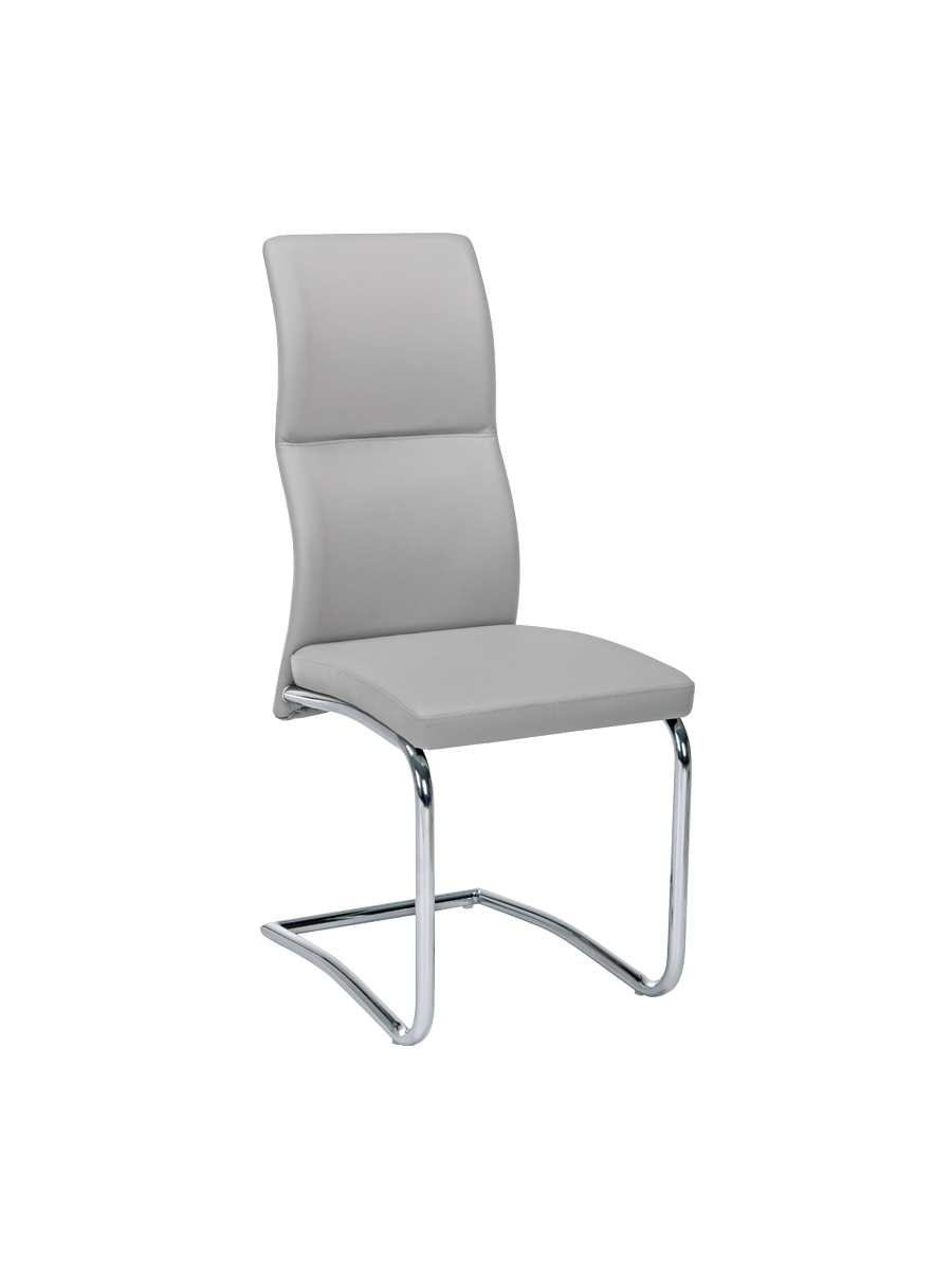 
Chaise cantilever élégante « Thelma » - Piètement : Argent, Revêtement : Cuir synthétique gris clair