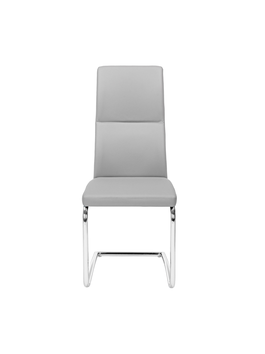 
Chaise cantilever élégante « Thelma » - Piètement : Argent, Revêtement : Cuir synthétique gris clair