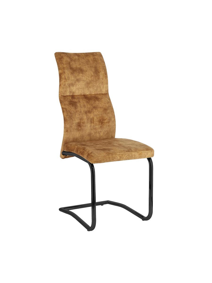 
Chaise cantilever élégante « Thelma » - Pieds : noir, Revêtement : velours ocre