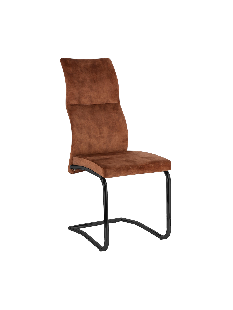 
Chaise cantilever élégante « Thelma » - Piètement : noir, Revêtement : velours rouille